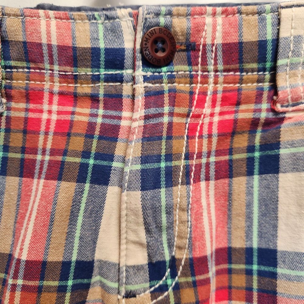 Mini Boden Boys Multicolored Plaid Cargo Shorts Size 8Y Adjustable Waist Cotton - Picture 3 of 7